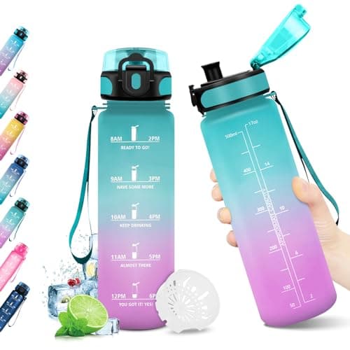 Gourde KollyKolla Enfant 500ml Étanche Réutilisable pour Maternelle École Sport Campings avec Marqueur de Temps Filtre S