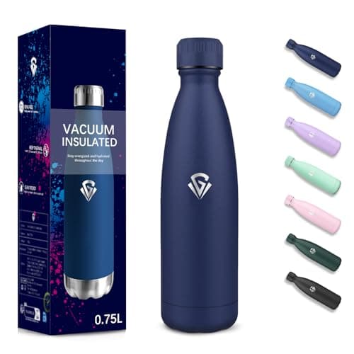 Gourde 500 ml Sans BPA pour École et Voyage - Isolation Isotherme Double Paroi - Acier Inoxydable 304 Rose - Isothermie — Bleu Foncé-750ml