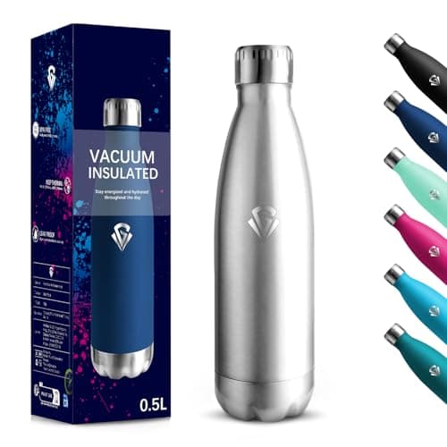 Gourde Isolante 500ml Sans BPA - Acier Inoxydable 18/8, Bouteille Insulated pour Voyage, École et Randonnée - Double Par — Couleur Vraie-500 Ml