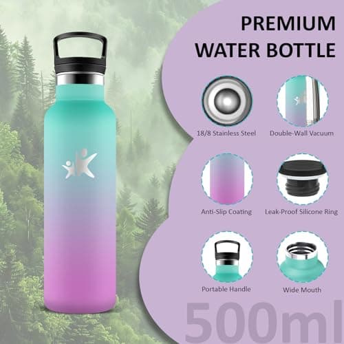 Gourde Isotherme Inox 500ml Anti Fuite pour Randonnée & Camping