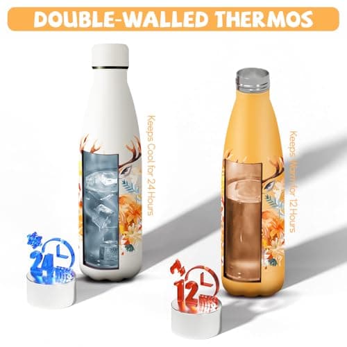 HoneyHolly Gourde Isotherme Acier Inoxydable 18/8, 24h Froid & 12h Chaud, Bouteille Étanche pour Sport, Camping & École,
