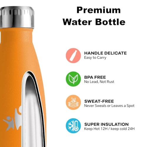 Thermos Gourde Inox 500ml Sans BPA 24h Froid & 12h Chaud Reutilisable Anti Fuite Bouteille d'Eau pour École Bureau Voyag