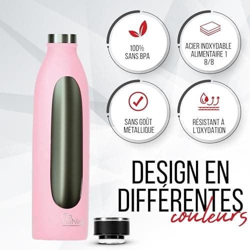 Otto Koning Gourde isotherme 500 ml - Conserve la température des boissons pendant 12-24h - Bouteille étanche sans BPA
