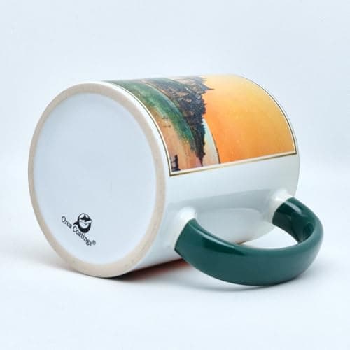 DESSAPT Arts - Mug de Mont Saint-Michel 325 ml en Céramique - Tasse-Cadeau Unique avec Paysages Magnifiques - Blanc et V