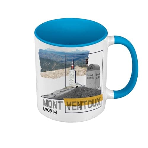 Couvette Vert Premium Mont Ventoux Cyclisme - Tasse Vélo - Couleur Intérieure Accord - Tasse avec Anse — Bleu