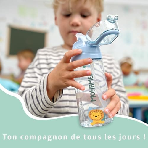 BIENMARQUER - Gourde Personnalisable pour Enfants - Idéale pour l'Ecole et le Jogging - Résistante aux chocs et lavable