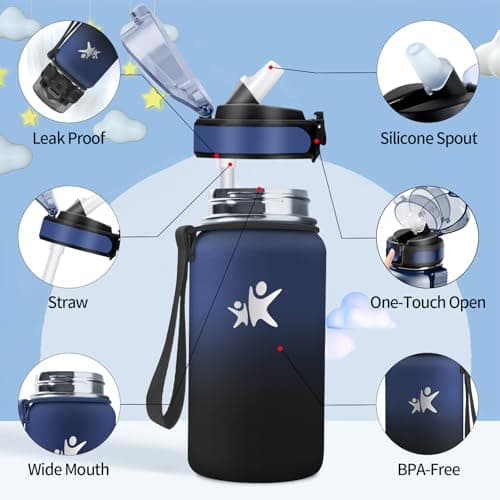 Gourde Isotherme KollyKolla 500ml pour Enfant | Étanche, Reutilisable sans BPA, pour l'école et le Bureau | Fitness
