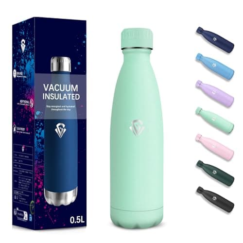 Gourde 500 ml Sans BPA pour École et Voyage - Isolation Isotherme Double Paroi - Acier Inoxydable 304 Rose - Isothermie — Bleu-vert-500ml