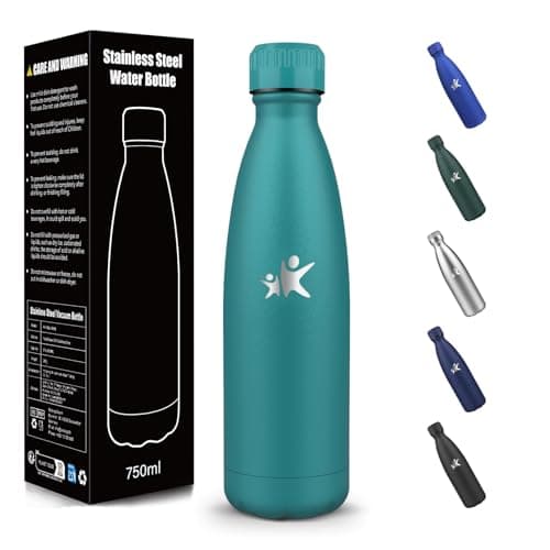 Gourde Acier Inoxydable Sans BPA Isolée Isotherme 500 ml 18/8 Isolation Double Paroi École Randonnée Rose Rouge Bouteill — Vert Mousse-750ml