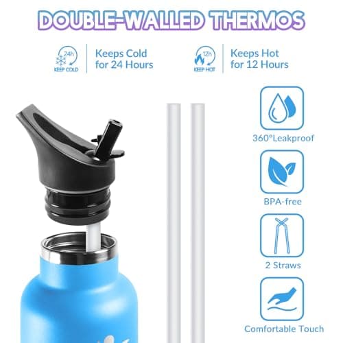 HoneyHolly Gourde Isotherme Enfant 500ML Anti-Fuite Isolation Sous Vide | Réutilisable | Sans BPA |pour Enfants Adultes