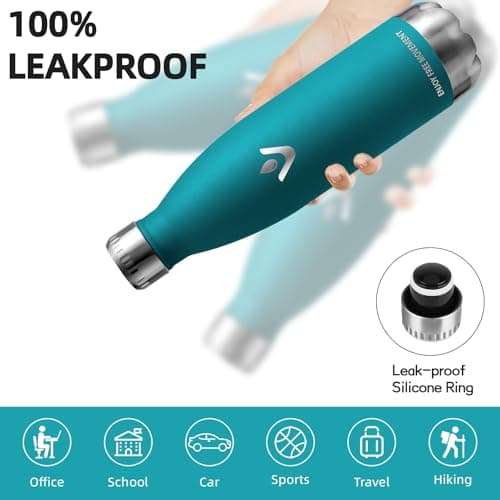 Gourde Isotherme 500ml Sans BPA Reutilisable pour Enfant et Adulte - 24h Froid & 12h Chaud - Anti Fuite - Idéale pour Éc