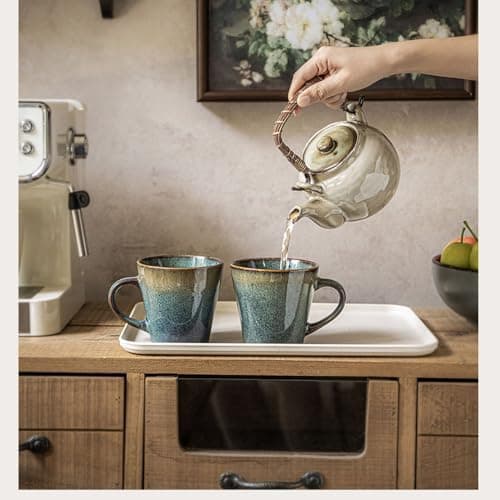TELANKS grande tasse à café en céramique de 400 ml pour café, lait et thé (vert clair)