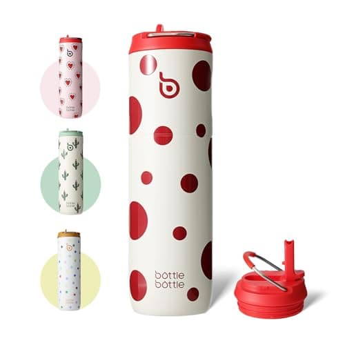 Bouteille d'eau isotherme en acier inoxydable pour sport et voyage - Rose clair, 710 ml,anti-fuite, sans BPA — Polka Pop