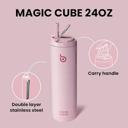 Bouteille d'eau isotherme en acier inoxydable pour sport et voyage - Rose clair, 710 ml,anti-fuite, sans BPA
