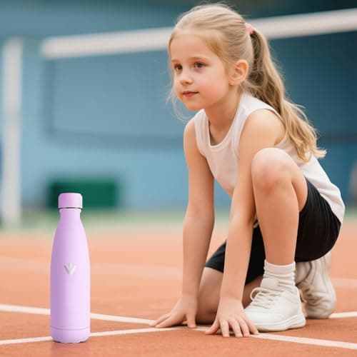 Motswedi Gourde Isotherme Violet Clair, Réutilisable 500ml, pour Enfant et Adulte, Randonnée & Sport 24h Froid 12h Chaud
