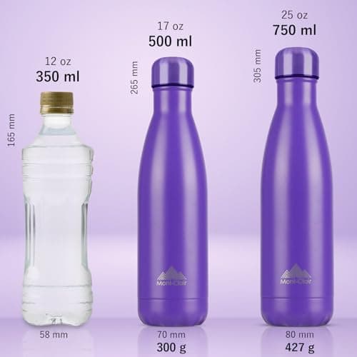Mont-Clair l'O Gourde isotherme - 750ML, 24h froid & 12h chaud - Bouteille en inox sans BPA - Pourpre - Bouteille d'eau