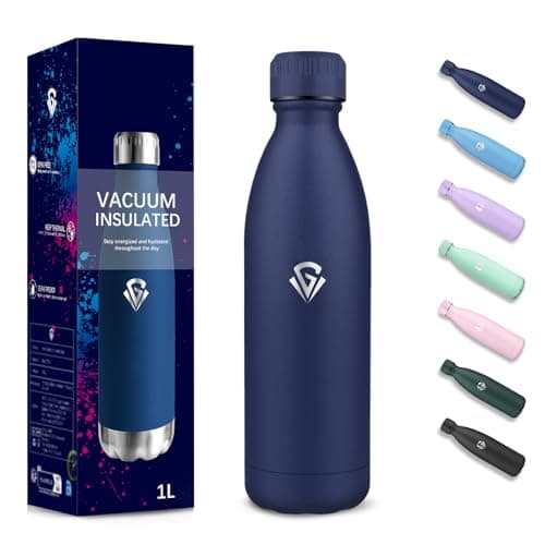 Gourde 500 ml Sans BPA pour École et Voyage - Isolation Isotherme Double Paroi - Acier Inoxydable 304 Rose - Isothermie — Bleu Foncé-1000ml
