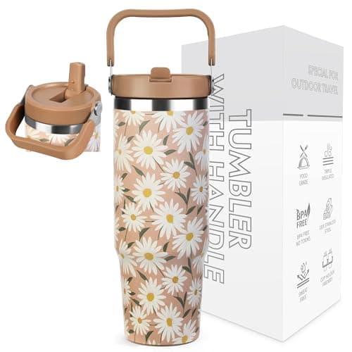 BesWin Gourde isotherme en acier inoxydable – Idéale pour sportifs – Isolation sous vide double paroi Bleu(Clair et prof — Marguerite Jaune