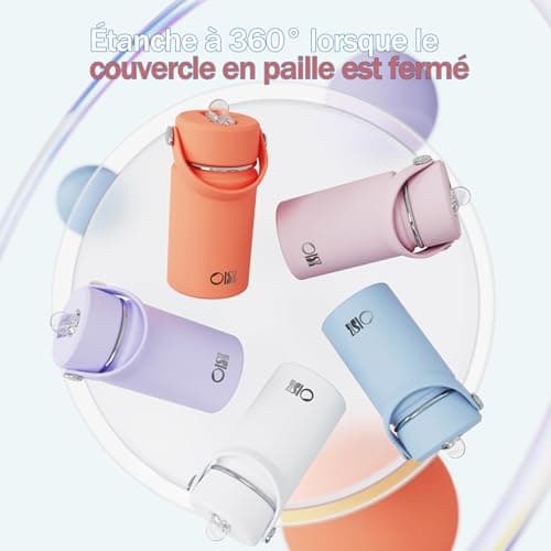 Gourde Isotherme Enfant avec Paille en Acier Inoxydable Sans BPA Garde le Froid 24 heures 420ml Gourde pour Enfants
