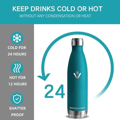 Gourde Isotherme 500ml Sans BPA Reutilisable pour Enfant et Adulte - 24h Froid & 12h Chaud - Anti Fuite - Idéale pour Éc