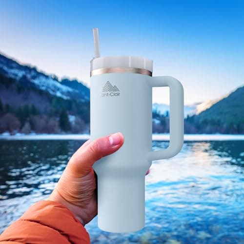 Mont-Clair Tumbler 40oz - Mug Isotherme 10h Chaud / 48h Froid avec Paille - 1200ml Gourde Boissons Poignée