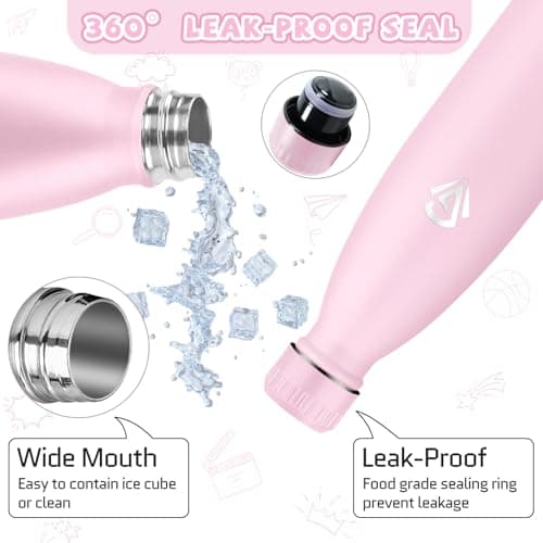 Gourde 500 ml Sans BPA pour École et Voyage - Isolation Isotherme Double Paroi - Acier Inoxydable 304 Rose - Isothermie