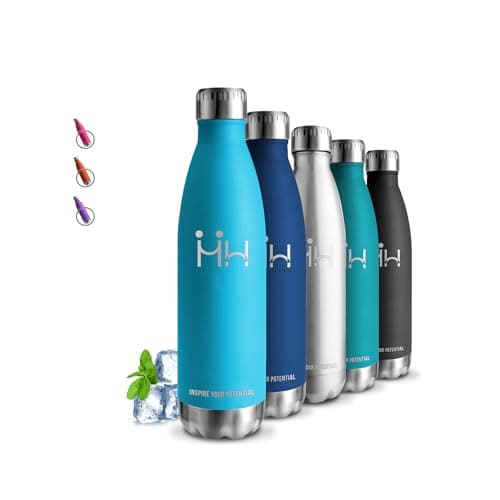 Gourde Isotherme 500ml Sans BPA, 24h Froid & 12h Chaud, Anti-Fuite pour Camping, Randonnée et Running — Bleu Ciel