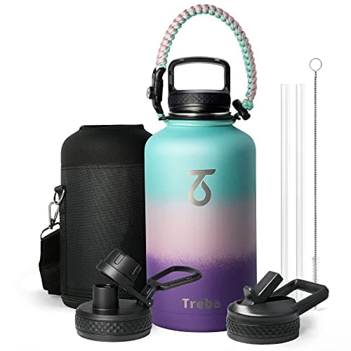 Grand 1800 ml Thermos en acier inoxydable triple paroi, bouteille isotherme pour sport 24h chaud/48h froid, 3 couvercles — Hortensia