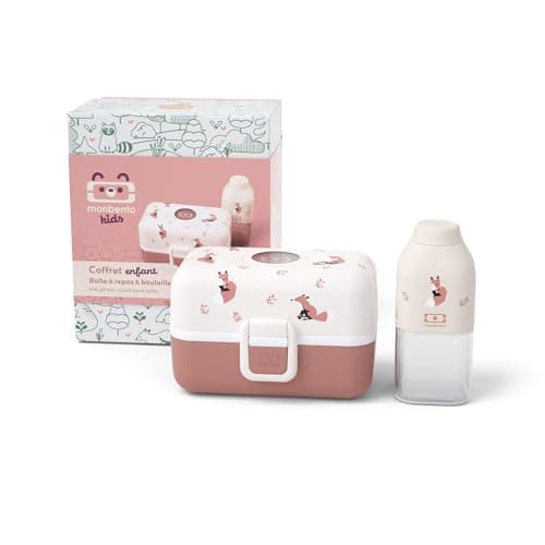 Monbento - Coffret Cadeau Enfant Pratique pour L'école - Idée Cadeau pour Enfant - Boite Goûter Enfant MB Gram Fox — Cannelle Fox