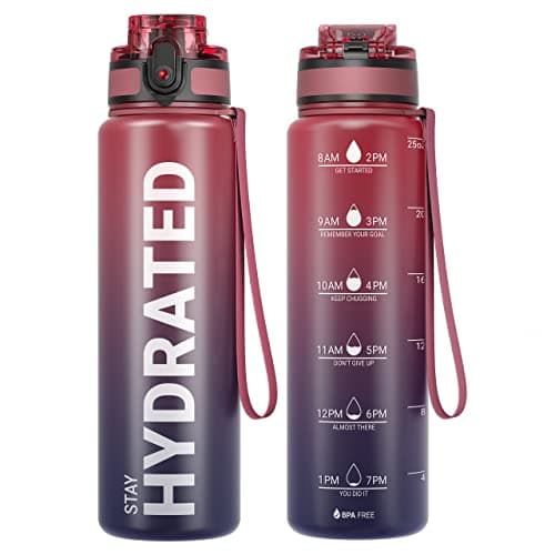Bouteille d'Eau Sahara Sailor 1L, Sportive & Étanche pour Sport et Camping, Sans BPA et Reutilisable avec Marqueur de Te — B-arc-en-ciel Foncé