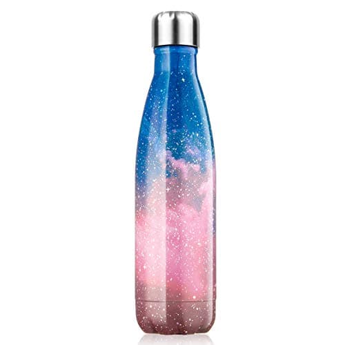 Lalafancy Bouteille d'eau en Acier Inoxydable Sans BPA pour Outdoor & Travail - Thermos Double Paroi 24h Froid & 12h Cha — Rose+violet Galaxie-500ml