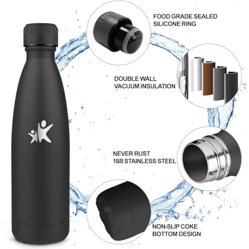 Goude Grsta Isotherme 500ml pour l'École, Camping et Voyages, Maintien la Température Froid & Chaud, Bouteille Réutilisa