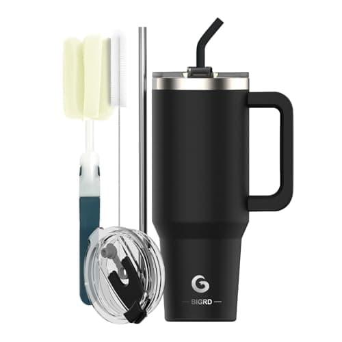 BIGRD Gourde Isotherme 1.2L (1180ml) Acier Inoxydable 304 Double Isolation Vide 100% Étanche pour Sport Randonnée Voyage — Noir