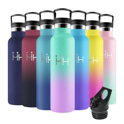 Motswedi Gourde Isotherme 1l, Réutilisable sans BPA, Thermos pour Randonnée, Bureau & Outdoor, 18/8 Acier Inoxydable, Ve — Vert Lac & Violet Clair