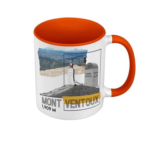 Couvette Vert Premium Mont Ventoux Cyclisme - Tasse Vélo - Couleur Intérieure Accord - Tasse avec Anse — Orange