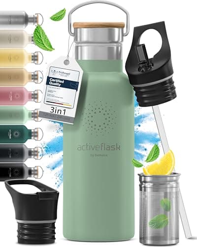 Gourde Inox Isotherme ACTIVE FLASK 1L | Thermos Réutilisable pour Camping Velo Sport Running | Thermostique Sans BPA, 3