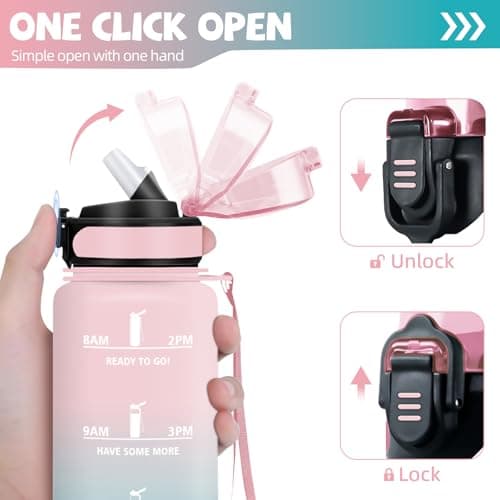 HoneyHolly Gourde Paille 500ml Sans BPA Étanche Bouteille de Motivation avec Marqueur de Temps pour Gym Ecole Sport Cycl
