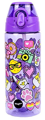 Fringoo Gourde Enfant Haute Qualité 100% sans Bisphénol A | Pour Garçons et Filles | École Primaire - 600 ml/20Oz — Rainbow Smile