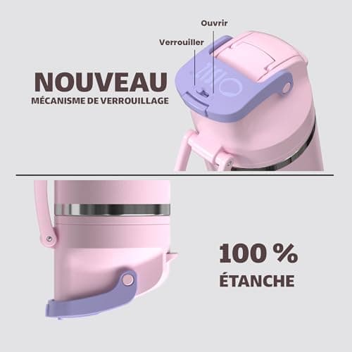 OISIZ Gourde Isotherme 720ml/24oz 2 en 1 avec couvercle à paille, Verrouillage de sécurité en un clic, 100% étanche cons