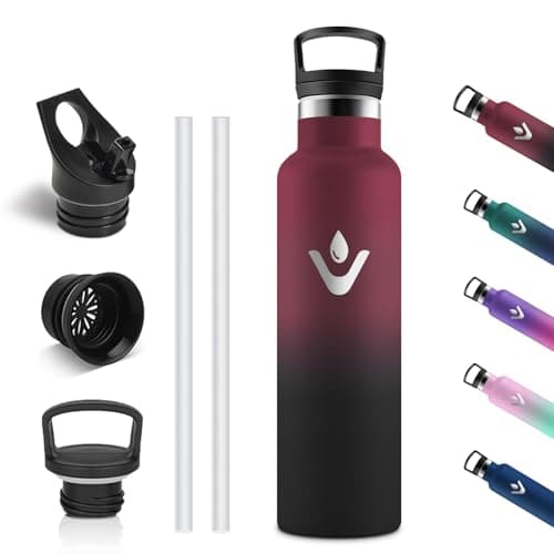 Vikastar Gourde Isotherme BPA-Free 500ml Anti-Fuite pour Enfants, Bouteille Étanche Froid/Chaud pour Sport, École et Cyc — Rouge et Noir.