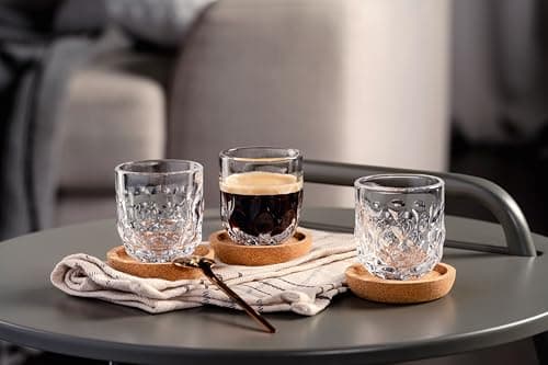 Verres à expresso transparents 60 ml - Lot de 2 avec 6 tasses pour porte-filtre | Structure en goutte, Passe au lave-vai