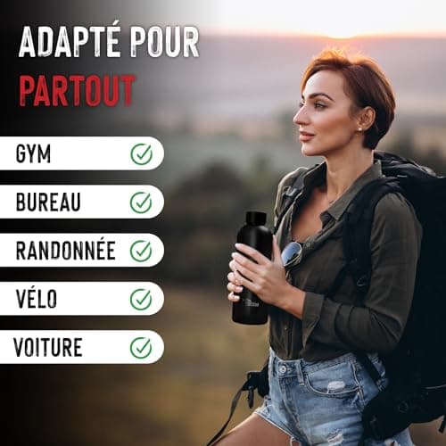 Otto Koning Gourde isotherme 500ml sans BPA Bouteille d'eau étanche gardant les boissons froides 24h et chaudes 12h