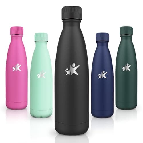 Gourde Isotherme Motswedi 500ml, 24h Froid & 12h Chaud, Gourde Enfant Anti-Fuite sans BPA, Bouteille Inox pour Sport, Fi — Noir