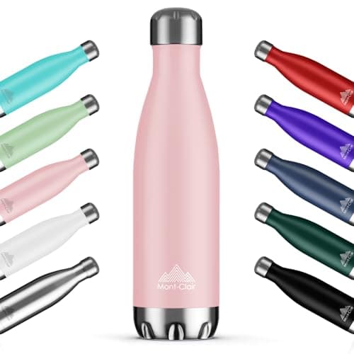 Mont-Clair H2O Gourde isotherme 500ML - Bouteille d'eau en acier sans BPA - 24h froid & 12h chaud - Vert clair  
Mont-Cl — Rose