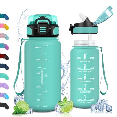 Vikaster Gourdes Sport Étanche & Réutilisable, Convient pour la Gym, Bouteille Ouvrir en Un Clic — Turquoise