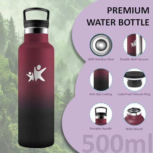 Gourde Isotherme Inox 500ml Enfant Anti Fuite Facile à Nettoyer pour École et Camping