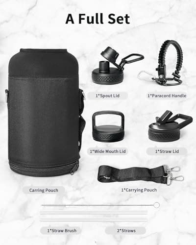 Grand 1800 ml Thermos en acier inoxydable triple paroi, bouteille isotherme pour sport 24h chaud/48h froid, 3 couvercles