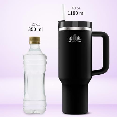 Mont-Clair Tumbler 40oz - Gourde Isotherme Noir Glacé 48h Froid 1200ml