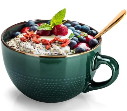 TELANKS grande tasse à café en céramique de 400 ml pour café, lait et thé (vert clair) — Vert Foncé