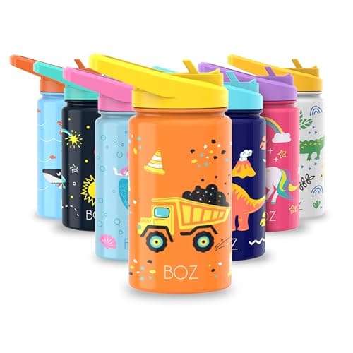 Gourde Isotherme Enfant Anti-fuite (8 oz) sans BPA, Bouteille Boisson Chaude/Froide Double Paroi Inox 414ML, 24h Isolati